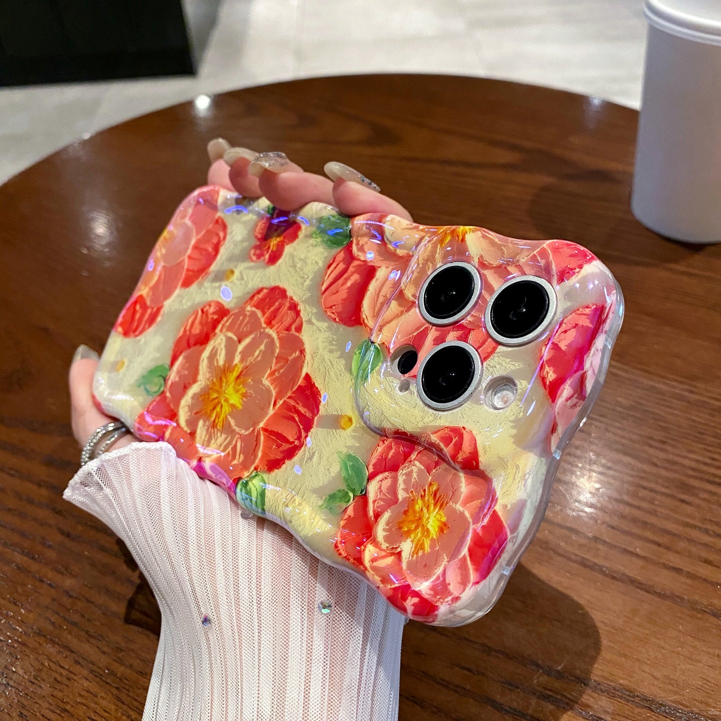 Orange & Pink Camellia iPhone Case floral phone design