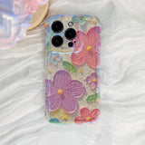 Coral & Purple Blooms iPhone Case