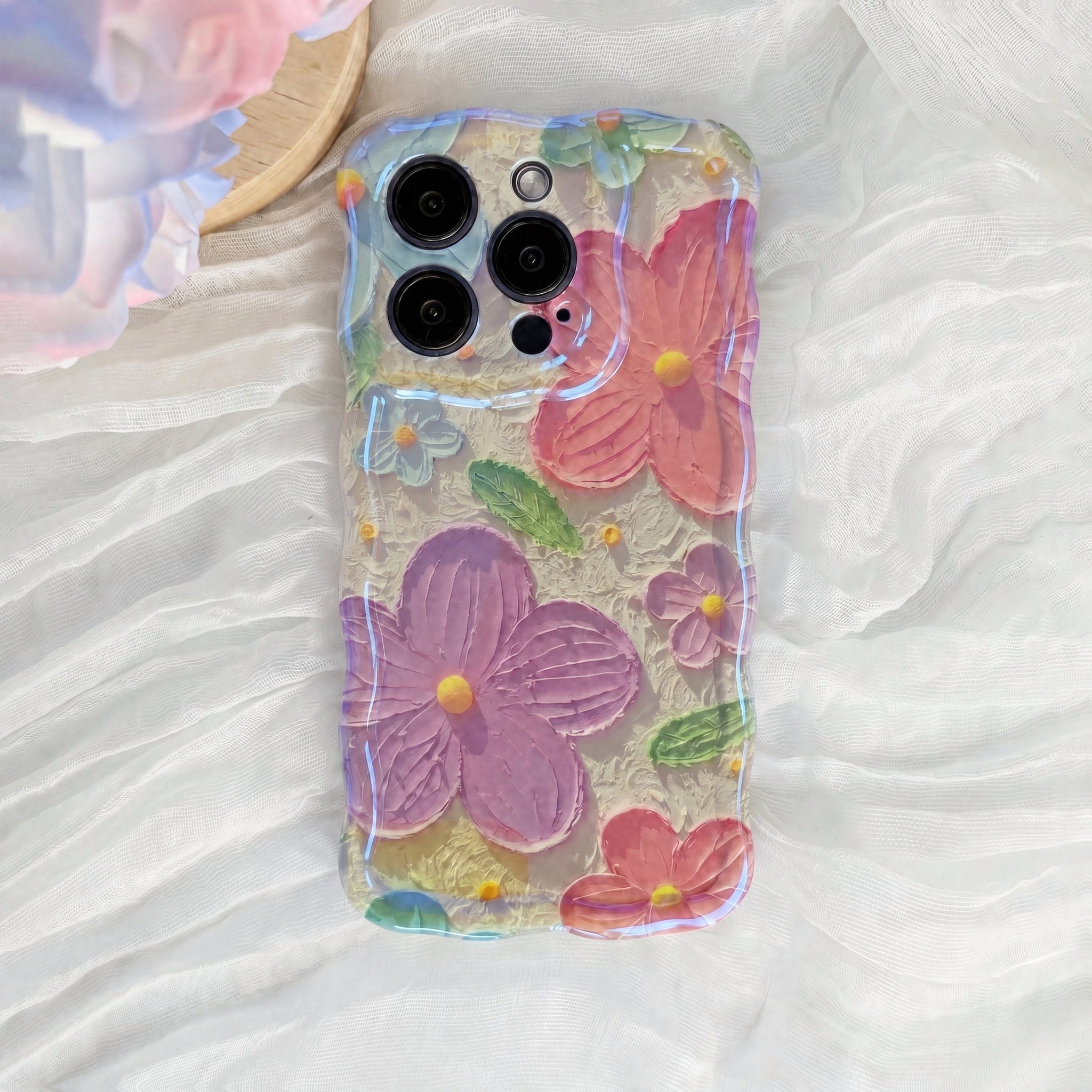 Coral & Purple Blooms iPhone Case