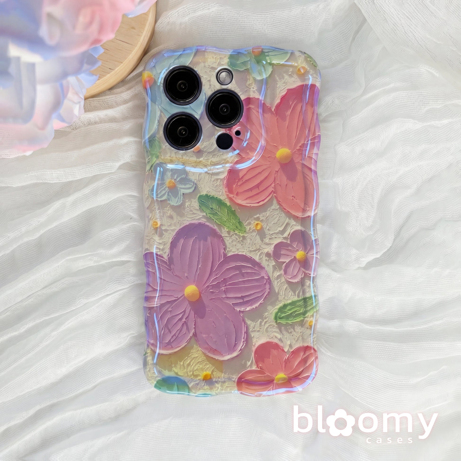 Coral & Purple Blooms iPhone Case