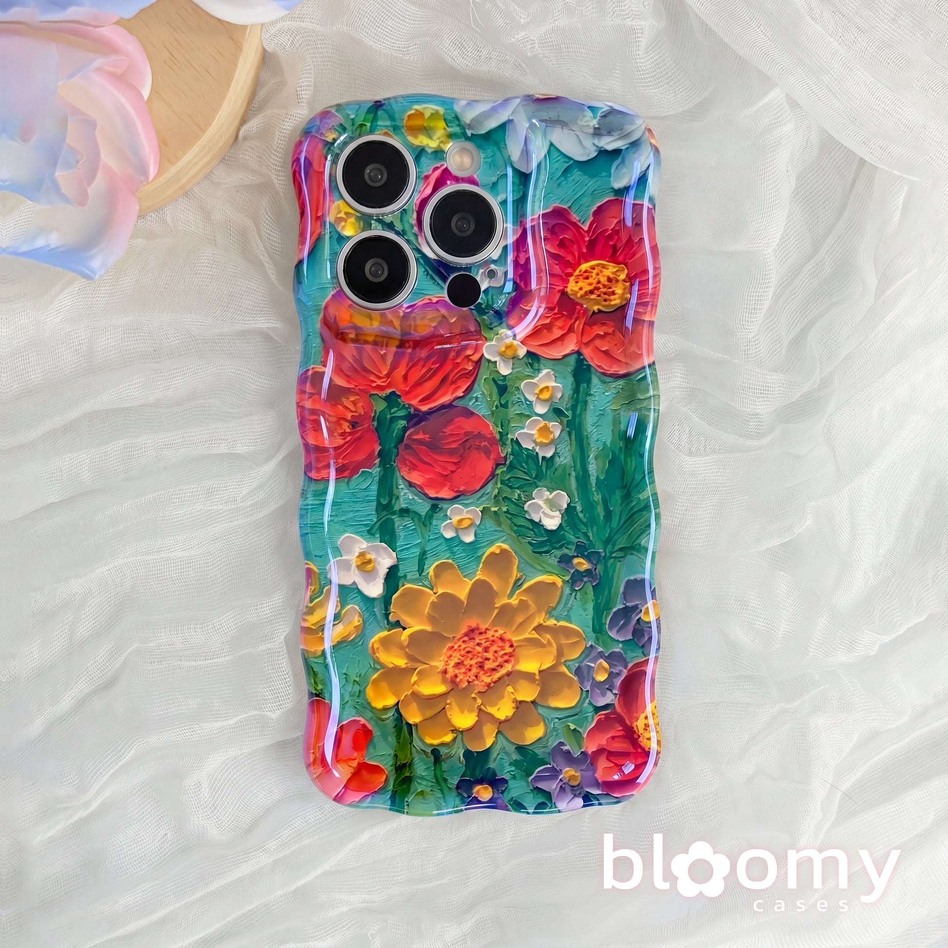 Teal Garden Blooms iPhone Case