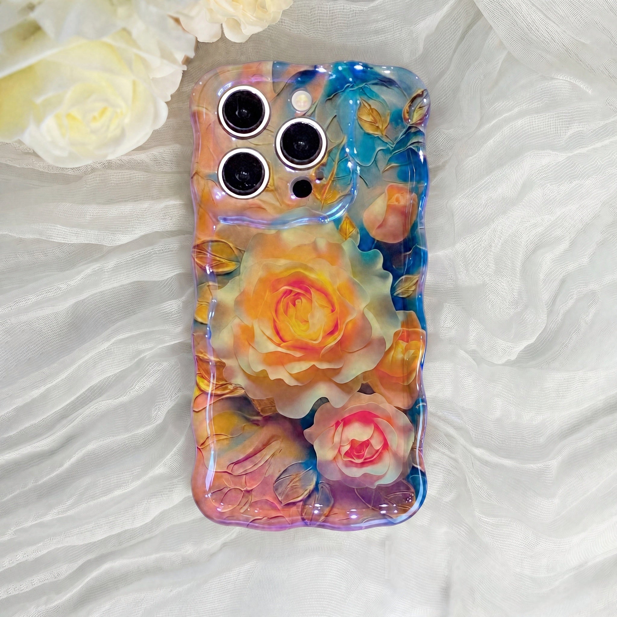 Glazed Golden Roses iPhone Case