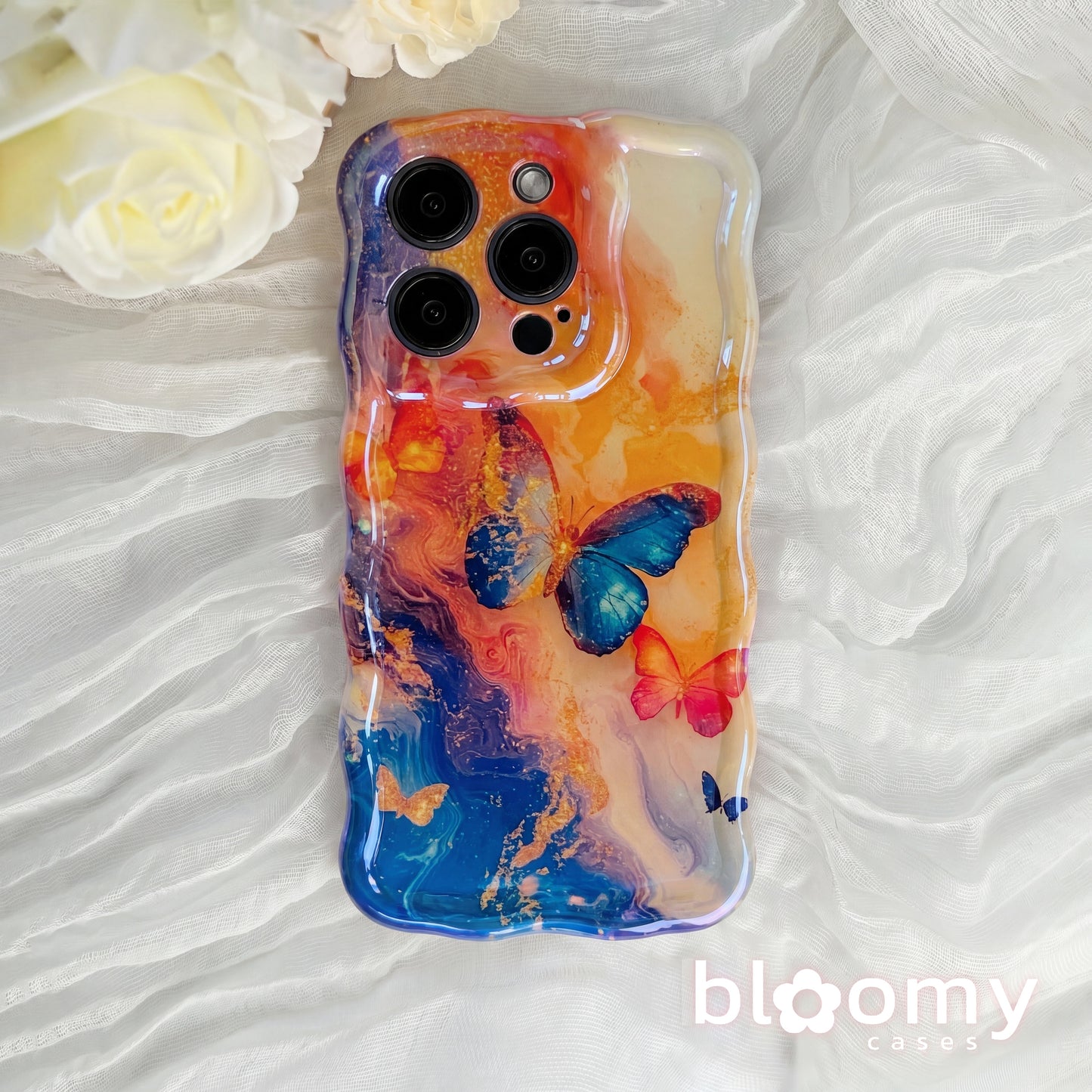 Marble Sunset Butterflies iPhone Case