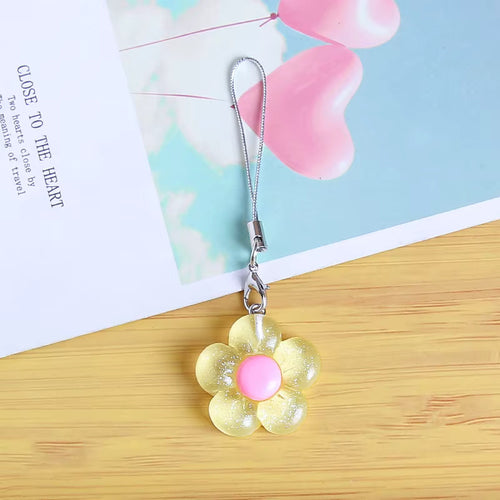 Yellow Arenaria Charm floral phone strap with arenaria flower