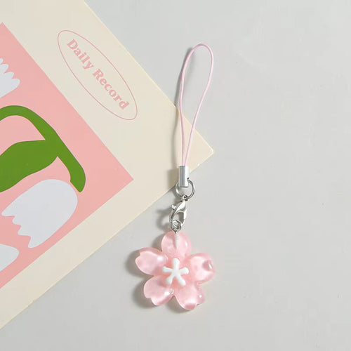 Pink Blossom Charm floral phone charm and flower strap