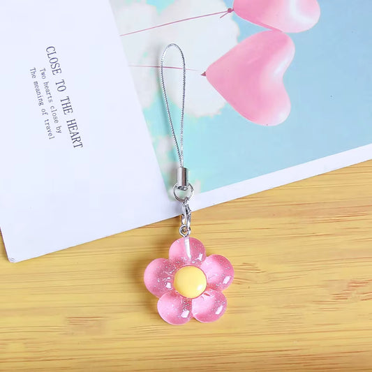 Pink Arenaria Charm floral phone charm with pink strap