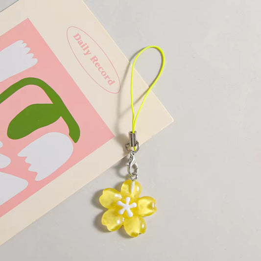Yellow Blossom Charm floral phone strap with flower design