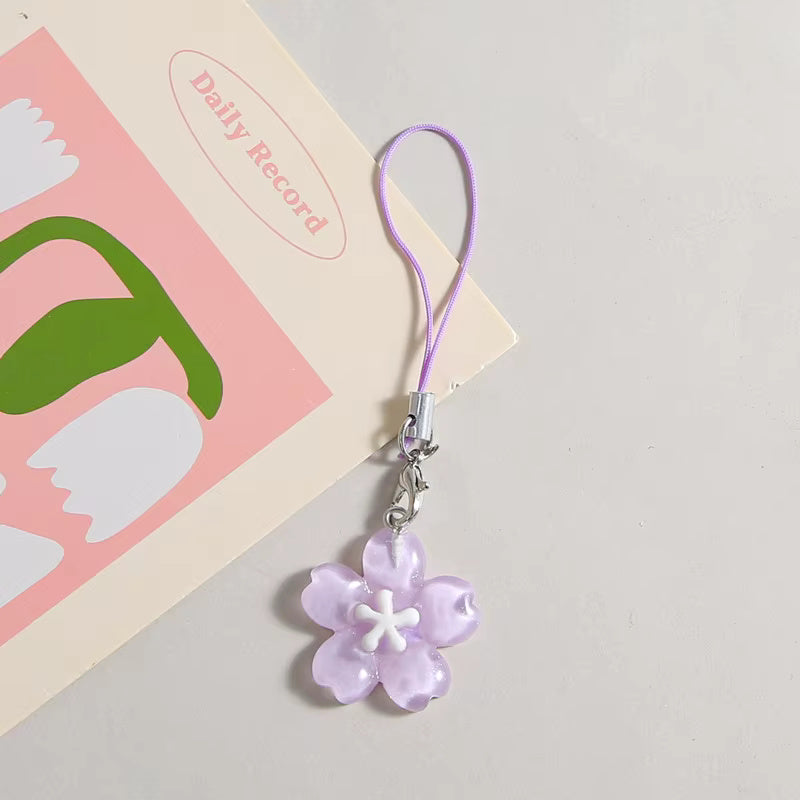 Violet Blossom Charm floral purple phone strap accessory