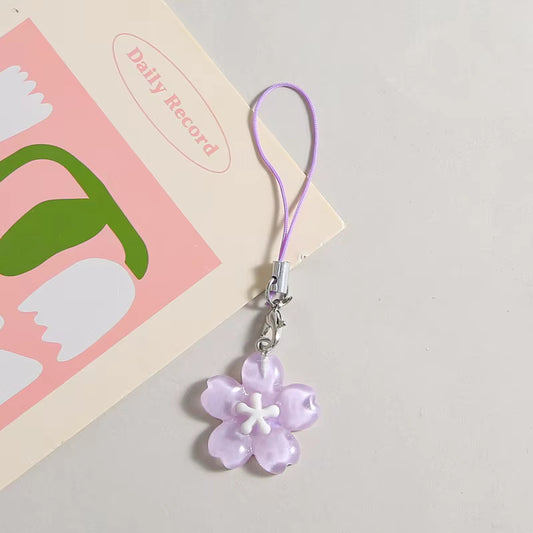 Violet Blossom Charm floral purple phone strap accessory