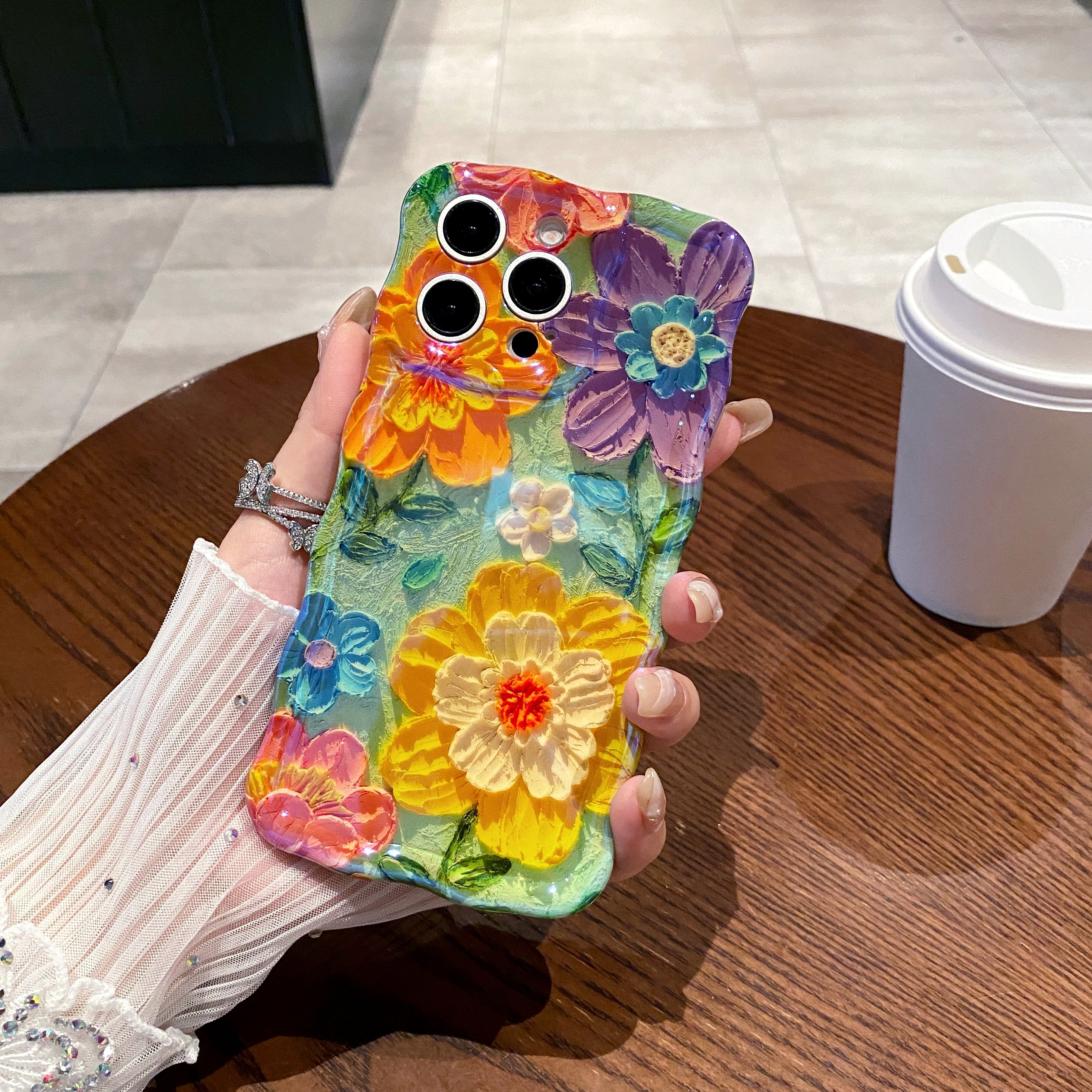 Zinnias Flower Garden iPhone Case with floral design