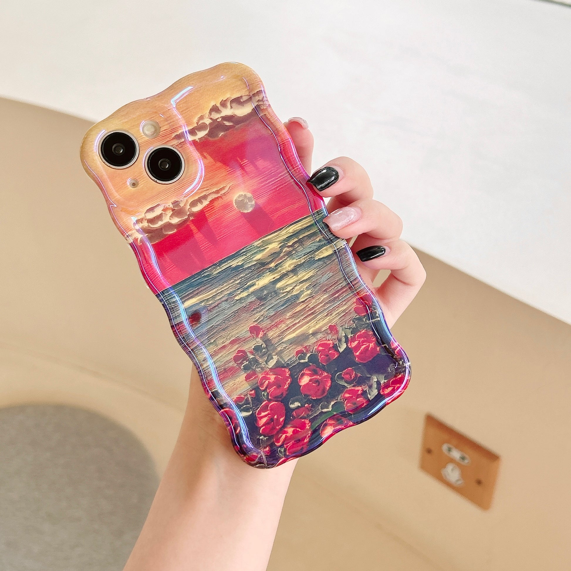 Shimmering Ocean Sunset blue butterfly iPhone case