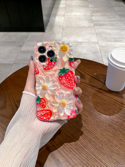 Strawberries & Daisies iPhone Case in hand