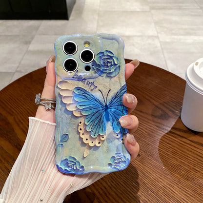 Beauty Butterfly Blue iPhone Case in hand