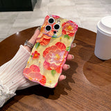 Orange & Pink Camellia iPhone Case floral phone design
