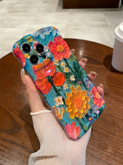 Teal Garden Blooms iPhone Case in hand