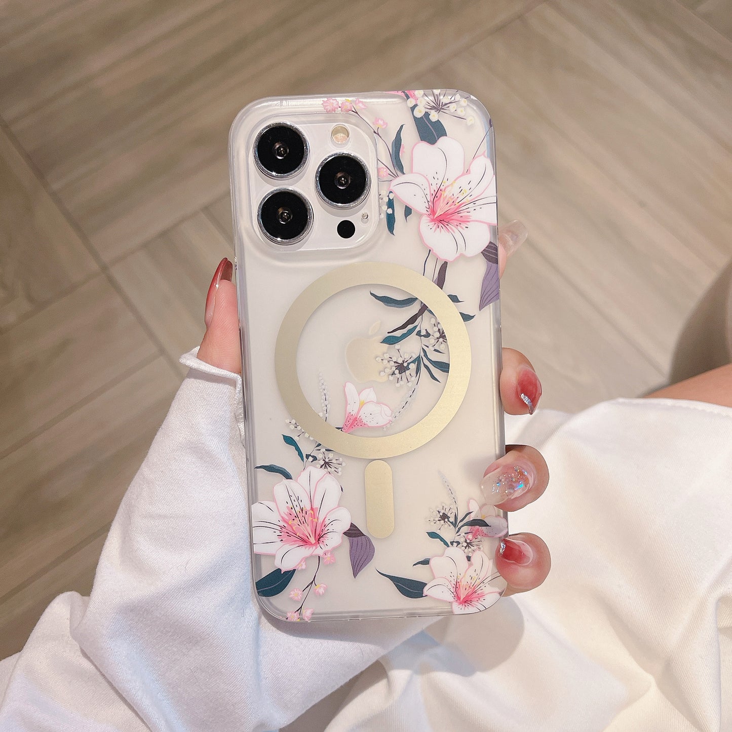 Stargazer Lily iPhone case with botanical floral design