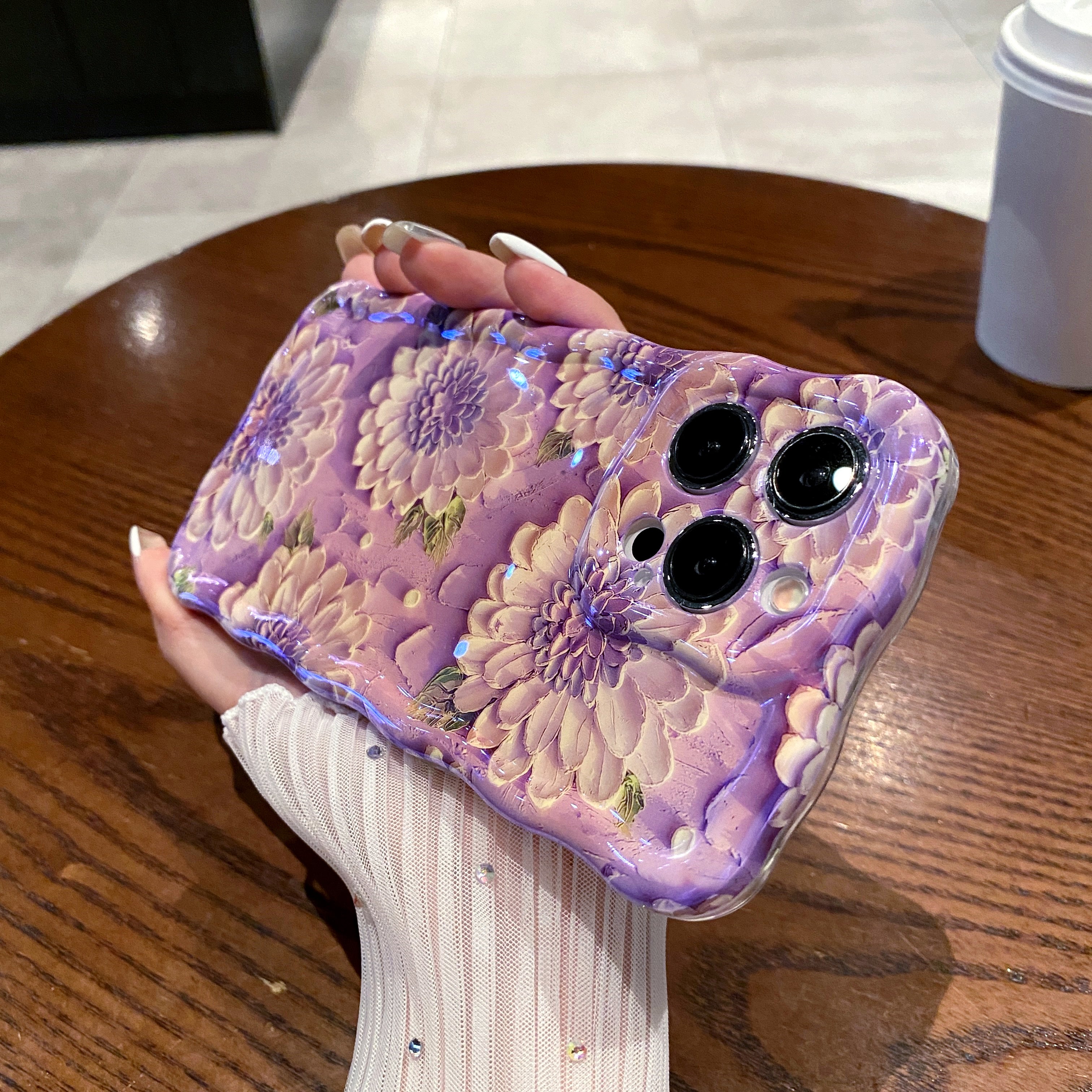 Violet Dahlia iPhone Case with floral botanical design