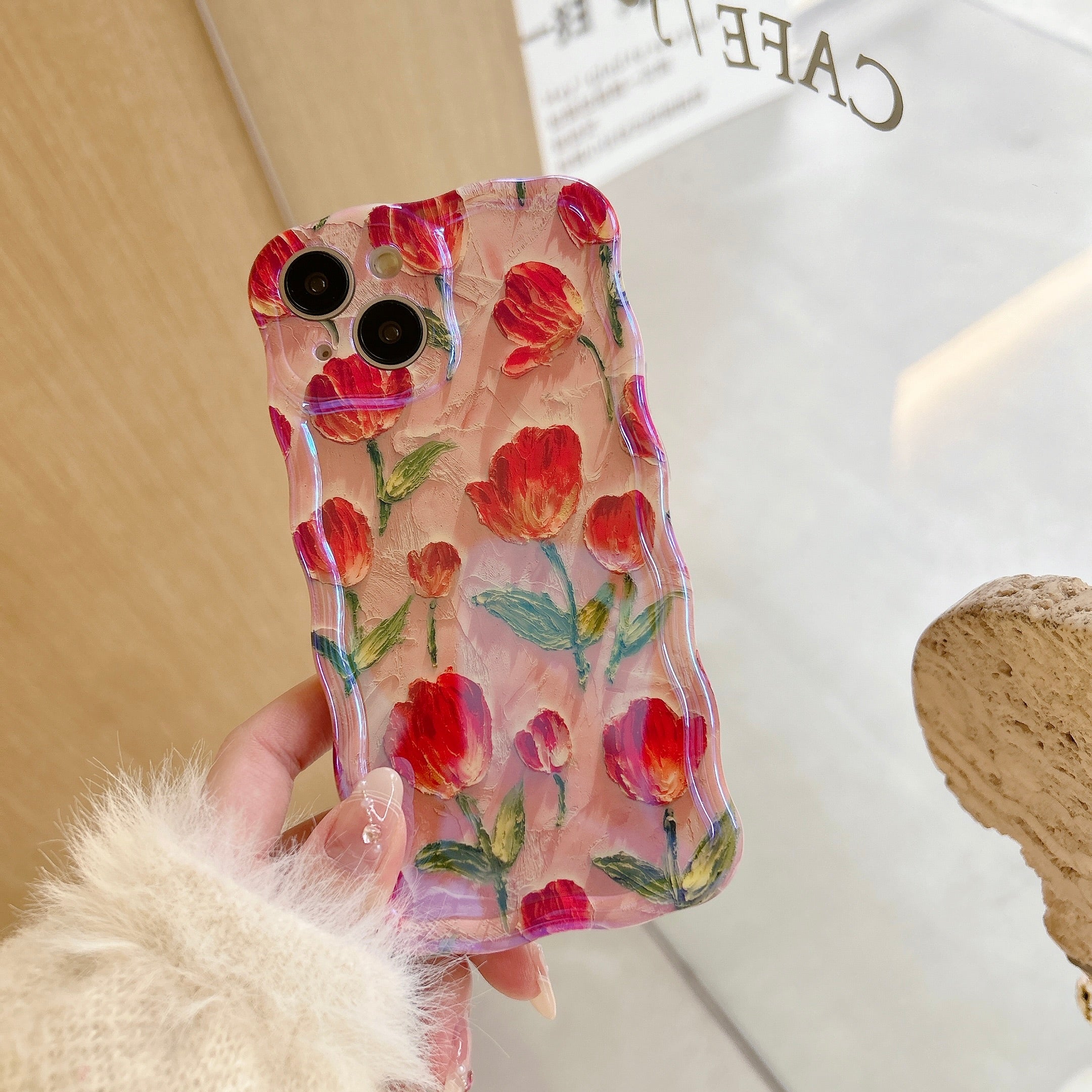 Red Tulips iPhone Case with vibrant floral phone design