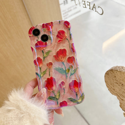 Red Tulips iPhone Case with vibrant floral phone design