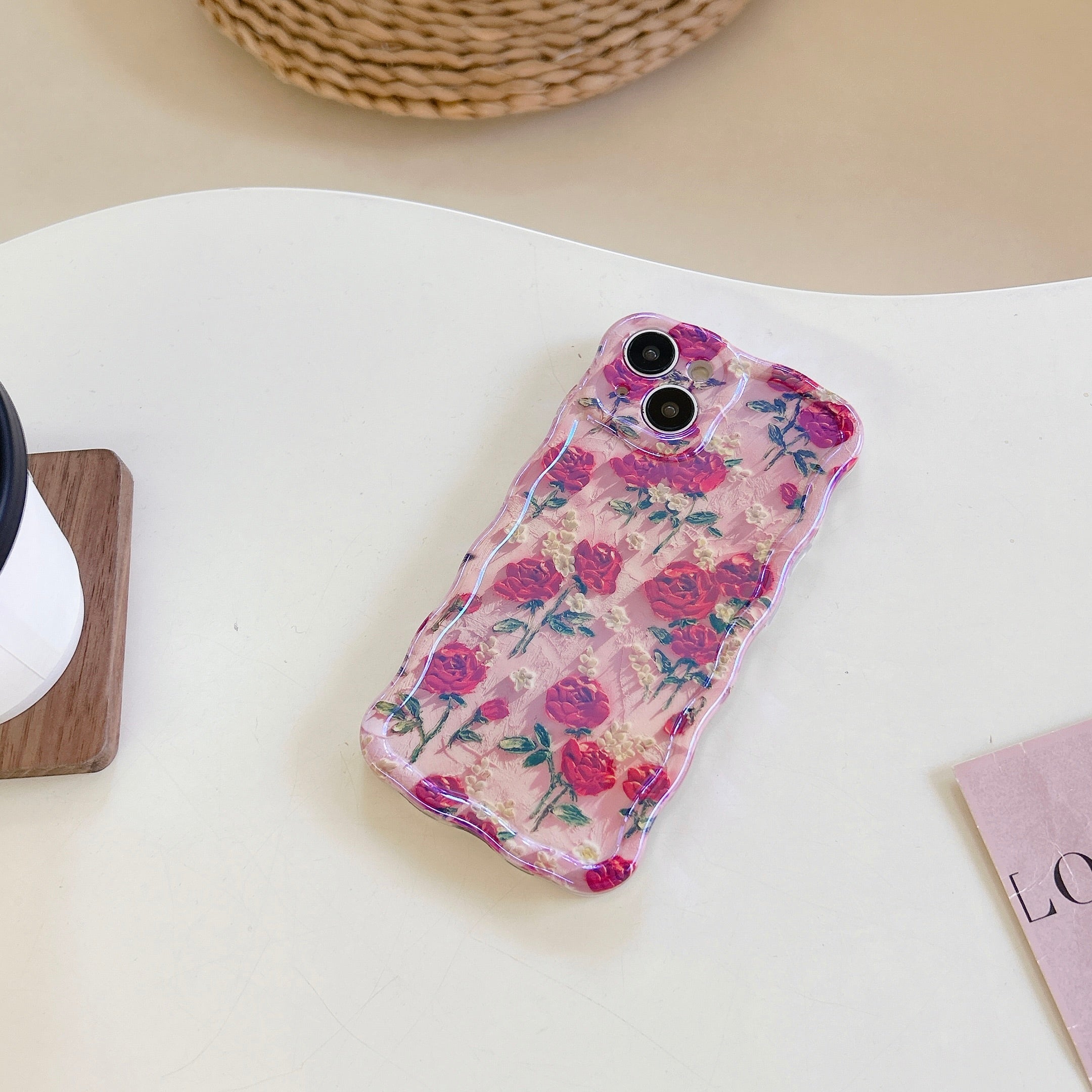 Red Roses Pink Hue iPhone case with red rose floral design