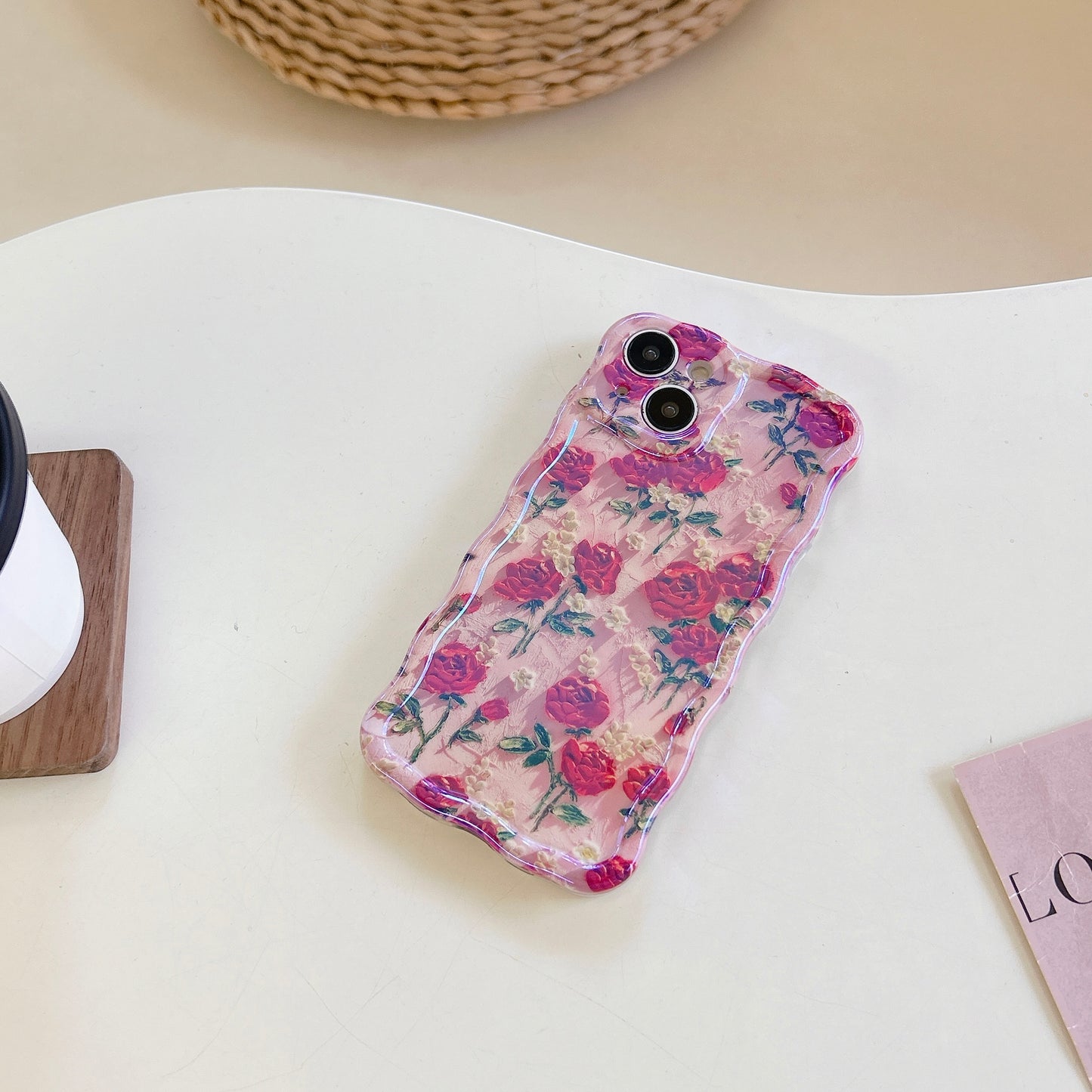 Red Roses Pink Hue iPhone case with red rose floral design