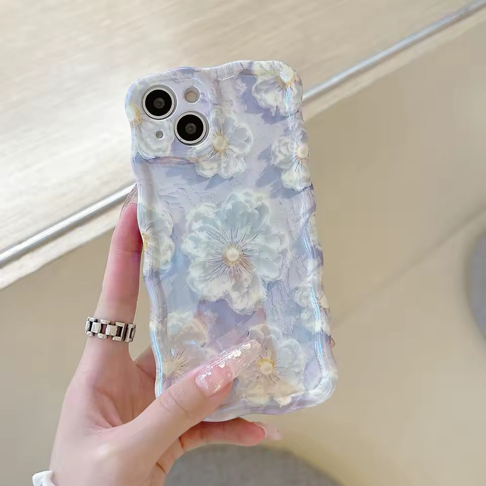 White Primrose Purple iPhone case with floral botanical design