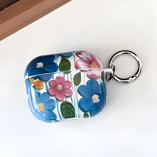Pink & Blue Geraniums AirPod Case floral AirPods cover