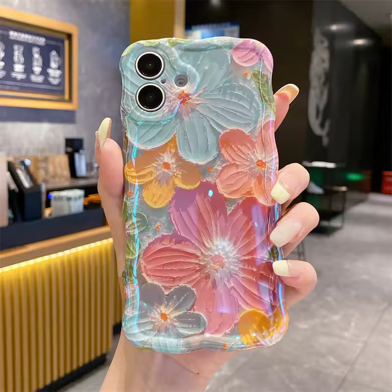 Blue & Pink Gerbera Daisies iPhone Case floral design