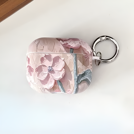 Pink Geraniums AirPod Case with floral AirPods cover design