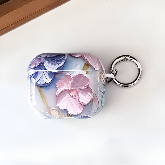Blue & Pink Impatiens floral AirPod case cover