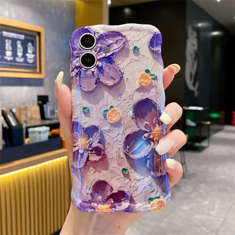 Oranges and Asters Purple iPhone Case floral design