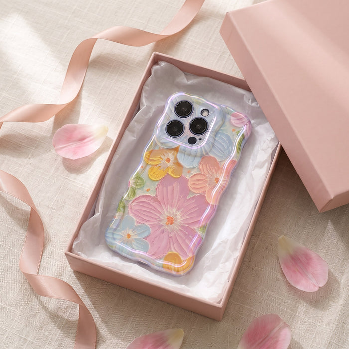 Blue and Pink Gerbera Daisies case in a pink gift box